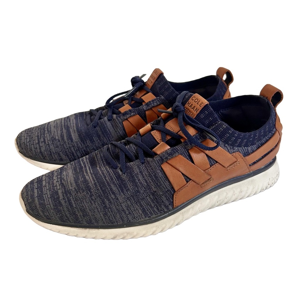 Cole Haan Mens Grandmotion Stitchlite Woven Navy Leather Sneaker Shoes Size 9.5